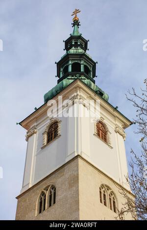 Church tower of the parish church of St. Veit or Wachau Cathedral, Old Town Krems an der Donau, Lower Austria, Austria, Europe Stock Photo