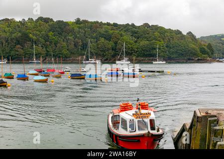 Autumn 2023, Fowey in Cornwall England, small ferry boat to Polruan village,England,UK Stock Photo