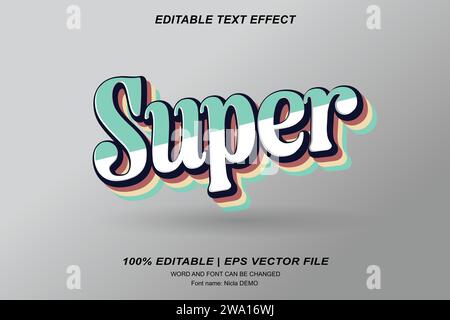 Super social media banner text style effect 3d editable vector design Stock Vector