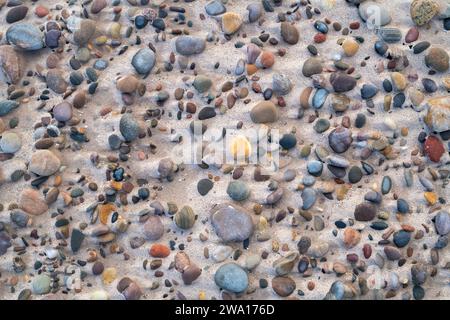 Sand and pebbles pattern. Findhorn beach, Morayshire, Scotland Stock Photo