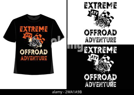 Quad Bike, xtreme ATV,  desert adventure, off road adventure, bike creative t-shirt design, t-shirt print,Typography t- shirt design. Stock Vector