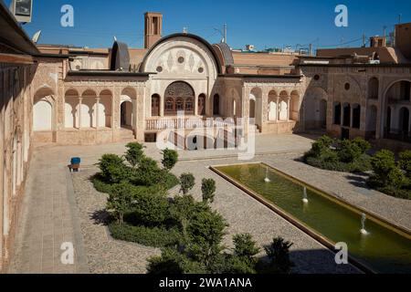 View of the courtyard of the Tabatabaei House, a historic mansion built around 1880 in Kashan, Iran. Stock Photo