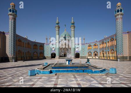 Panoramic view of the Imamzadeh Mohammed Helal bin Ali Shrine and its courtyard in Aran o Bidgol, Iran. Stock Photo