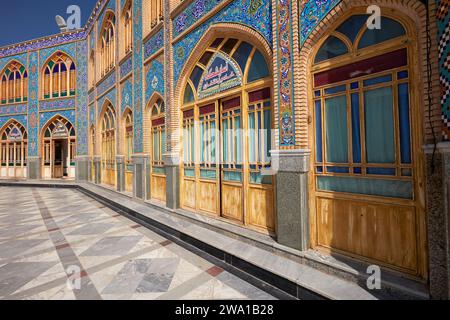 Panoramic view of the Imamzadeh Mohammed Helal bin Ali Shrine and its courtyard in Aran o Bidgol, Iran. Stock Photo