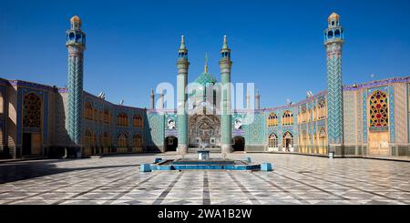 Panoramic view of the Imamzadeh Mohammed Helal bin Ali Shrine and its courtyard in Aran o Bidgol, Iran. Stock Photo