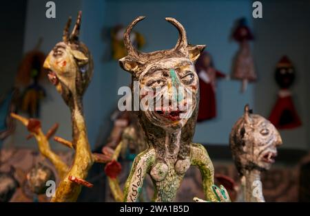 Detail of the statuette “The Tree of Evil” displayed in the Puppet Museum House. Kashan, Iran. Stock Photo