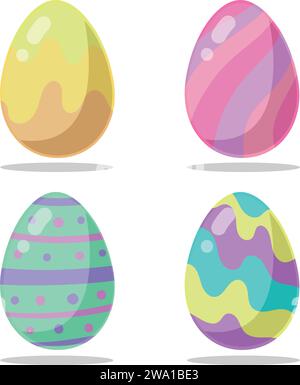 Colored Easter eggs pattern with different style, Vector. Stock Vector