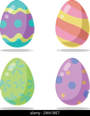 Colored Easter eggs pattern with different style, Vector. Stock Vector