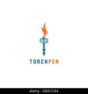 Torch Pen Logo vector Illustration Stock Vector
