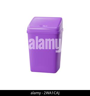 Realistic bucket, plastic container and bin. Isolated 3d vector durable trash can with a secure lid for efficient waste management, essential disposal tool offering clean and odor-free solutions Stock Vector