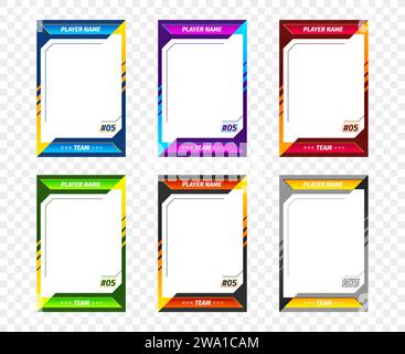 Sport game trading card template. Isolated 3d vector collectible cards featuring athletes, stats, and images. allow fans to trade, collect, and play games based on their favorite sports and players Stock Vector