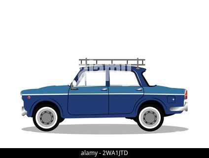 Cartoon Indian taxicab. Side view. Flat vector. Stock Vector