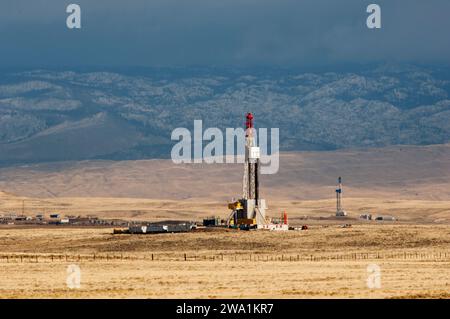 Natural gas development, WY Stock Photo