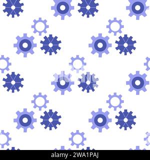 Seamless pattern with gears, spare parts on white background. Concept of service or mobile application, robotics or repair. Colorful vector illustrati Stock Vector