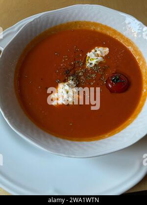 Tomato soup close up Stock Photo