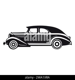Black silhouette of American classic car design vector illustration Stock Vector