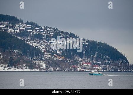 Coastline of the Trondheim Fjord near the city of Trondheim Stock Photo