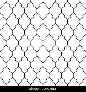 Moroccan seamless patern. Repeating morocco motif. Black patternes isolated on white background. Repeated indian tile. Islam simple cutting ornament Stock Vector