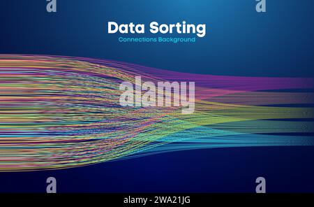 Data sorting colorful lines background. Data flow technology illustration Stock Vector