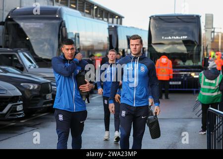 Leeds, UK. 01st Jan, 2024. The Birmingham City squad arrive at Elland Road Stadium ahead of the Sky Bet Championship match Leeds United vs Birmingham City at Elland Road, Leeds, United Kingdom, 1st January 2024 (Photo by James Heaton/News Images) in Leeds, United Kingdom on 1/1/2024. (Photo by James Heaton/News Images/Sipa USA) Credit: Sipa USA/Alamy Live News Stock Photo