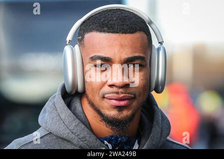 Leeds, UK. 01st Jan, 2024. Juninho Bacuna of Birmingham City arrives at Elland Road Stadium ahead of the Sky Bet Championship match Leeds United vs Birmingham City at Elland Road, Leeds, United Kingdom, 1st January 2024 (Photo by James Heaton/News Images) in Leeds, United Kingdom on 1/1/2024. (Photo by James Heaton/News Images/Sipa USA) Credit: Sipa USA/Alamy Live News Stock Photo