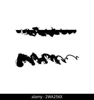 Brush strokes and splashes. Vector black paint, ink brush stroke, brush, line or texture. Dirty artistic design element, box. Grunge hand drawn paint Stock Vector