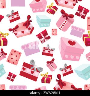 Valentines gifts seamless pattern background.  Valentines holiday background Stock Vector