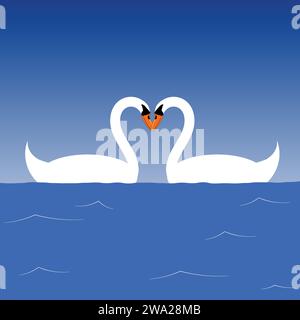 Swans in the shape of a heart graphic design for valentines day Stock Vector