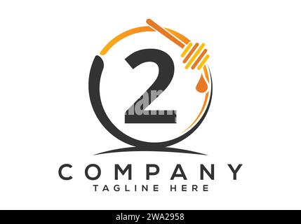 Honeycomb bees Logo With 2 Letter Concept. Honey logo font emblem vector illustration Stock Vector