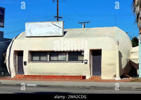 Los Angeles, California: The Tamale Building, a programmatic architecture built in 1929, located at 6421 Whittier Blvd, East Los Angeles Stock Photo