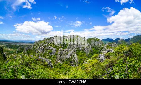 The Landscape and view from the Khao Daeng Viewpoint at Village of Khao Daeng in the Sam Roi Yot National Park in the Province of Prachuap Khiri Khan Stock Photo