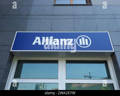 TURIN, ITALY - CIRCA MAY 2022: Allianz Storefront Sign Stock Photo