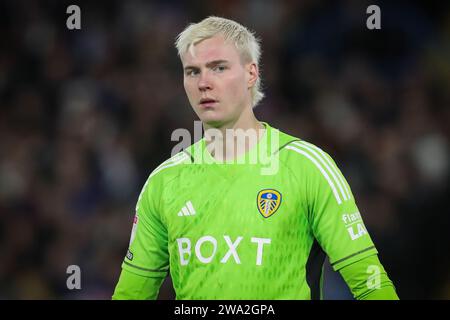 Kristoffer Klaesson of Leeds United starts for Leeds in today’s Sky Bet Championship match Leeds United vs Birmingham City at Elland Road, Leeds, United Kingdom, 1st January 2024  (Photo by James Heaton/News Images) Stock Photo