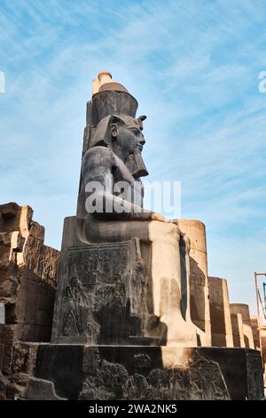 Luxor, Egypt - December 26 2023: Statue of Ramesses II at Luxor Temple Stock Photo