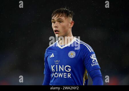 Leicester City's Callum Doyle during the Sky Bet Championship match at the King Power Stadium, Leicester. Picture date: Monday January 1, 2024. Stock Photo