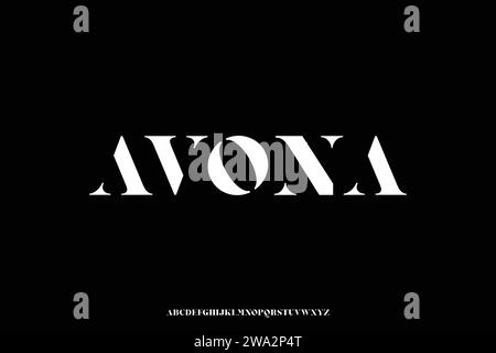 Bold elegant stencil type alphabet display font vector illustration Stock Vector