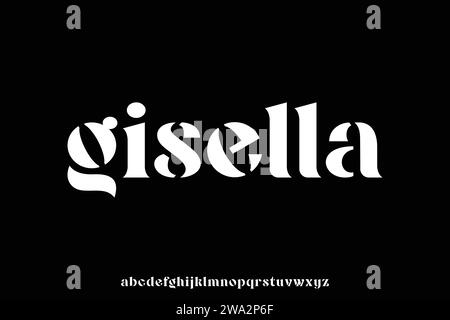 Unique decorative stencil type alphabet display font vector. Creative typography style Stock Vector
