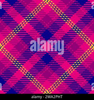 Plaid tartan background of check texture textile with a pattern seamless vector fabric in mexican pink and pink colors. Stock Vector