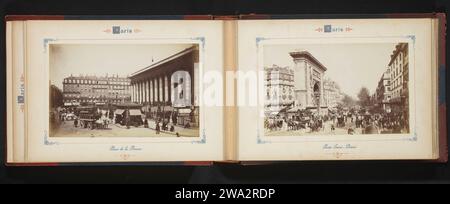 Place de la Bourse in Paris, Anonymous, c. 1879 - c. 1889 photograph  Place de la Bourse photographic support albumen print square, place, circus, etc.. stock exchange, stock-market Place de la Bourse Stock Photo