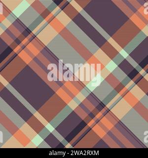 Graphical check vector textile, content seamless tartan plaid. 60s texture fabric background pattern in orange and pink color. Stock Vector