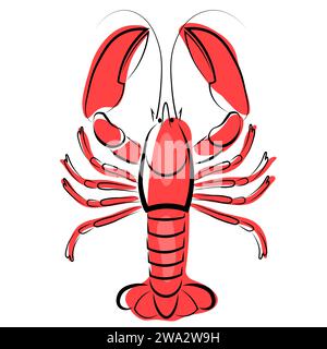 Lobster on white background. Doodle Stock Vector