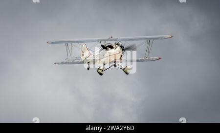 Travel Air 4000, airborne at the Race Day airshow held at Shuttleworth ...