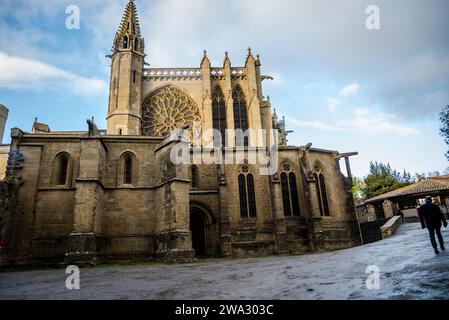 Basilica of Saints Nazarius and Celsus, a Roman Catholic church located in the citadel of Carcassonne, built in Gothic-Romanesque architectural style, Stock Photo