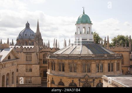 Views of Oxford including The Sheldonian Theatre, The Bodliean Library and The Radliffe Camera from the Weston Library in the UK Stock Photo