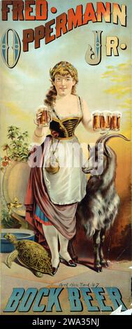 Fred. Opperman, Jr., Bock beer, Bock beer card no. 7 - vintage and old advertisement poster for beer, 1885 Stock Photo