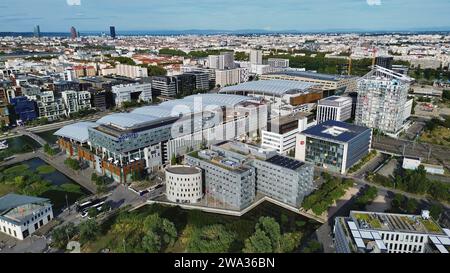 drone photo confluence Lyon France europe Stock Photo
