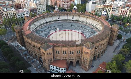 drone photo La Monumental bullring, La Monumental Barcelona Spain Europe Stock Photo
