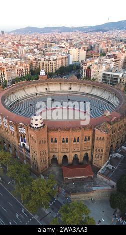 drone photo La Monumental bullring, La Monumental barcelona spain europe Stock Photo