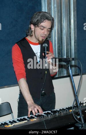 Milan Italy 2003-04-07: Morgan, Marco Castoldi, Italian singer, during rehearsals for the concert Stock Photo