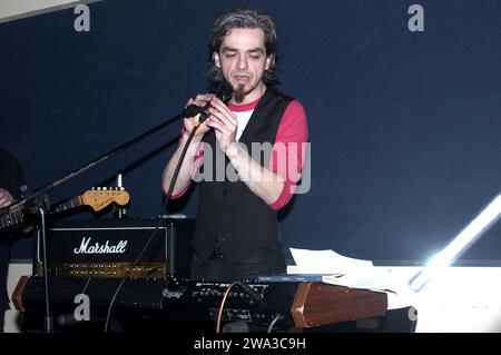 Milan Italy 2003-04-07: Morgan, Marco Castoldi, Italian singer, during rehearsals for the concert Stock Photo